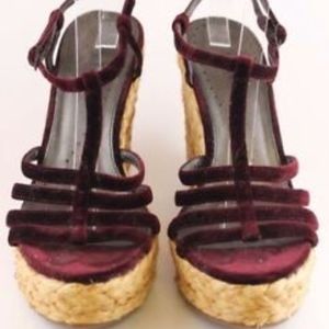 Richard Tyler Merlot-Red Velvet Platform Wedge